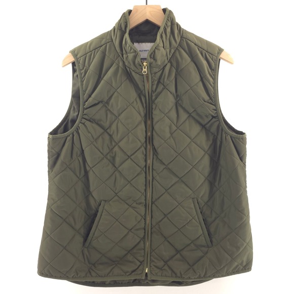 Old Navy Jackets & Blazers - Old Navy Womens Puffer Vest XL Olive Green Quilted‎ Full Zip Mock Neck Jacket